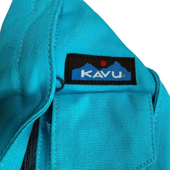 KAVU New NWT Sling Pack Backpack Turquoise Blue.  Rope Handles.  Mini Rope Bag. main image 8